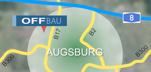 Anfahrtsskizze zu Off Bau in Augsburg